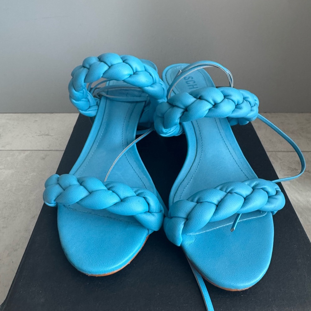 Schutz Blue Braided Sandals with Woven